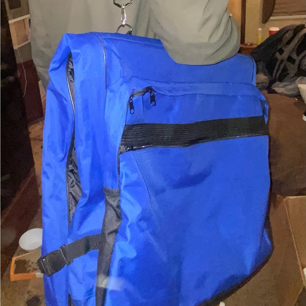 Blue and Black Durable Backpack with Adjustable Straps